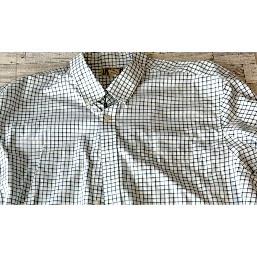 Duluth Trading Shirt‎ Mens 2XL Blue Plaid Short Sleeve Button Up Wrinkle Fighter